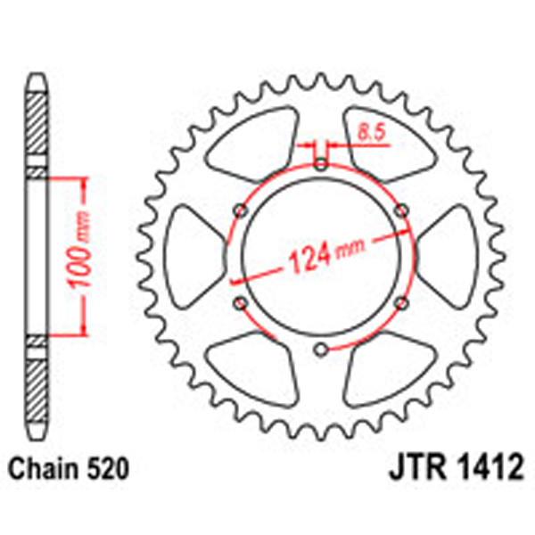 JT JT Rear Sprockets R/W 1412-37